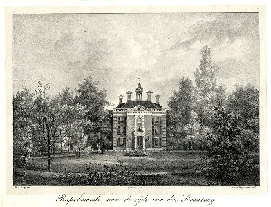 HUA-201869-Gezicht op de voorgevel van het huis Rupelmonde bij Nieuwersluis met de omringende landschapstuin