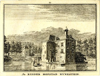 HUA-201828-Gezicht op het kasteel Rijnestein aan de Jutphasewetering bij Jutphaas uit het zuidoosten Het gebouw met de traptoren op de achtergrond is mogelijk he