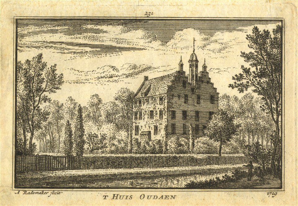 HUA-201728-Gezicht over de Vecht op het kasteel Oudaen bij Breukelen