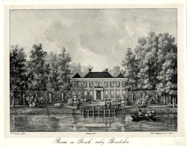 HUA-201132-Gezicht over de Vecht bij Breukelen op het huis Boom en Bosch en de tuin voor het huis