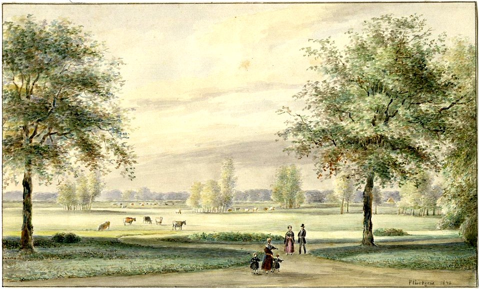 HUA-201720-Gezicht vanuit het park van het landgoed Oostbroek bij De Bilt op de omringende weilanden