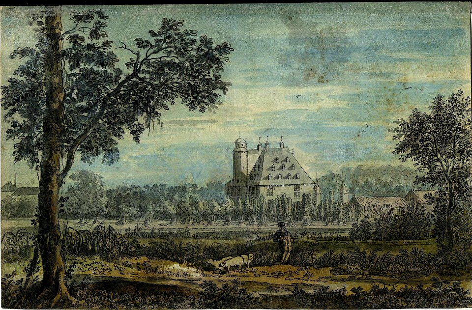 HUA-201992-Gezicht van enige afstand op het kasteel Voorn te De Meern gemeente Vleuten De Meern uit het noorden NB Dit gedeelte van de gemeente Vleuten De Meern 