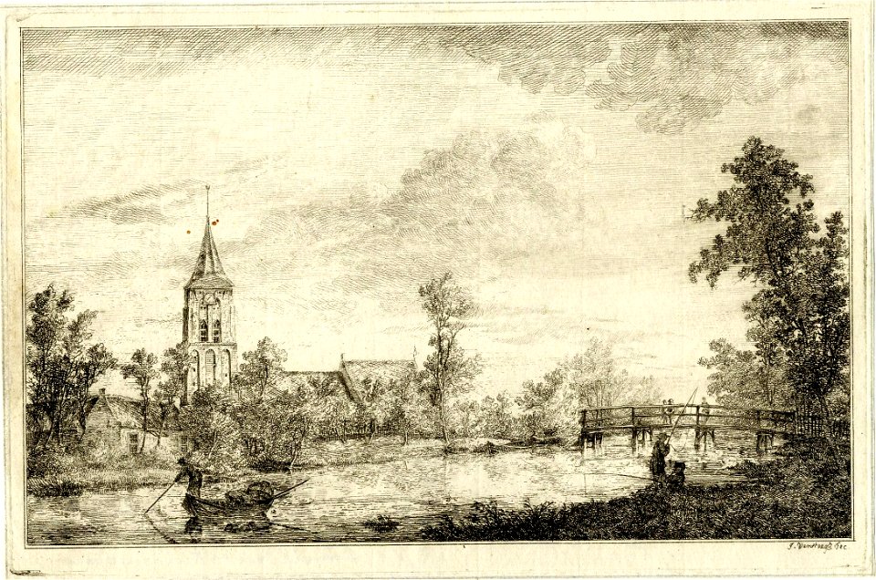 HUA-200474-Gezicht over de Kromme Rijn op de Nederlands Hervormde kerk te Bunnik vanuit het zuiden