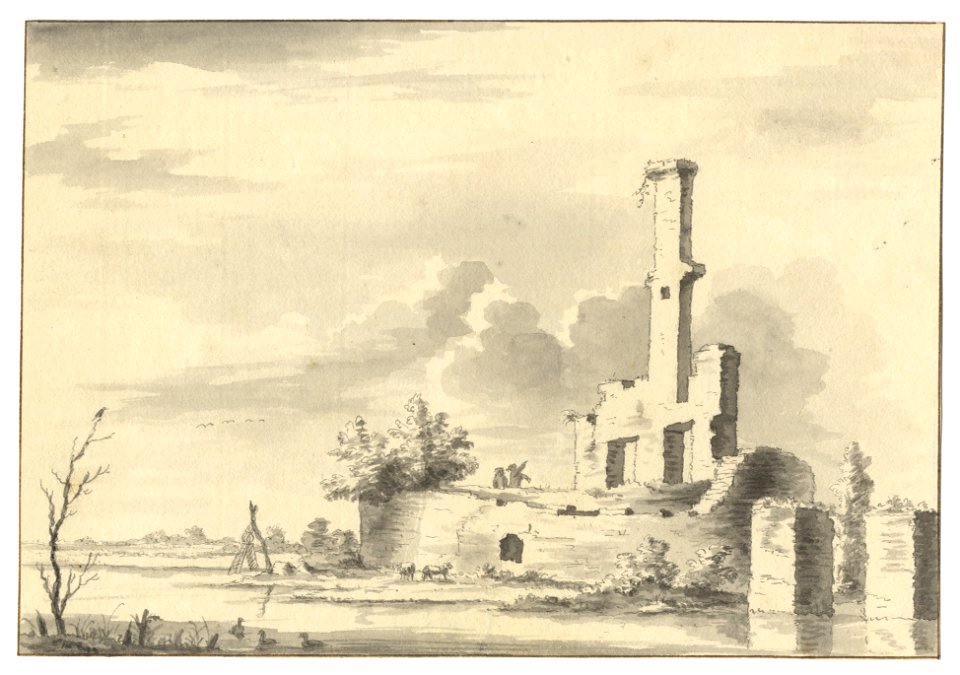 HUA-201811-Gezicht op de ruïne van het kasteel Ruwiel bij Ter AaNB De naam Ter Aa is later gewijzigd in Nieuwer Ter Aa Nieuwer Ter Aa is per 1 april 1964 bij de 