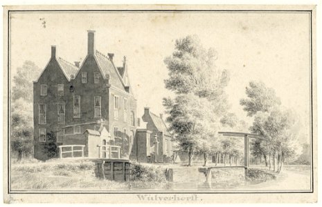 HUA-202116-Gezicht op het huis Wulvenhorst aan de Kromwijkerdijk te Linschoten met op de voorgrond de Kromwijkse Wetering