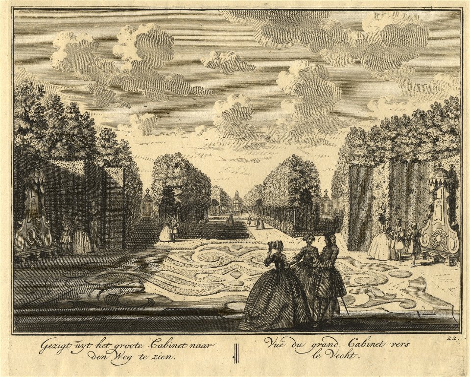 HUA-201636-Gezicht vanuit het Grote Cabinet in het zuidelijke gedeelte van de buitenplaats Ter Meer te Maarssen in de richting van de Vecht