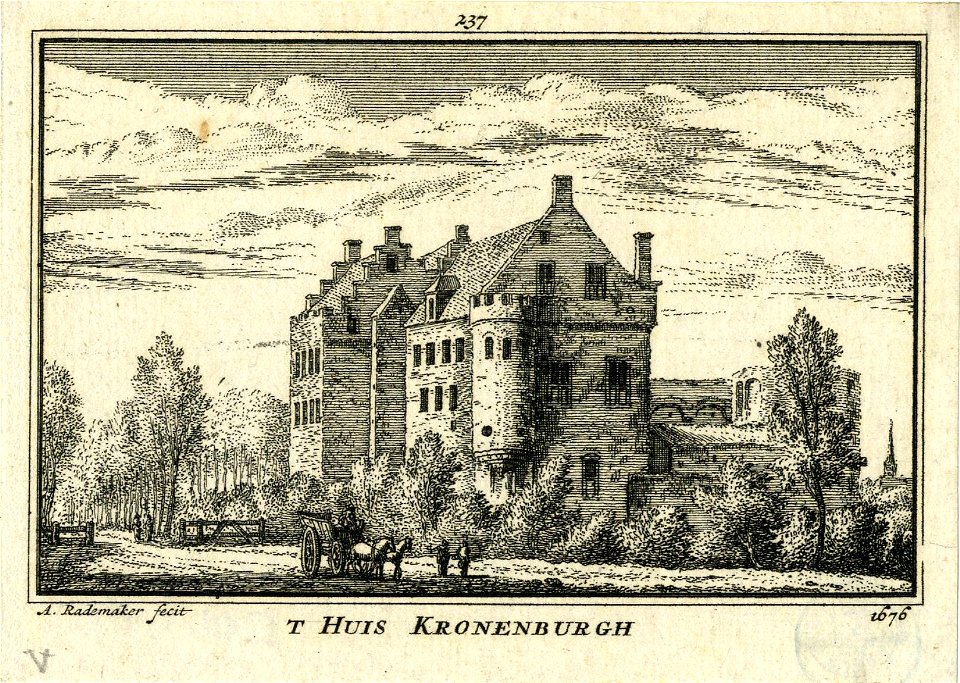 HUA-201480-Gezicht op het kasteel Kronenburg bij Loenen met rechts het in 1672 verwoeste gedeelte