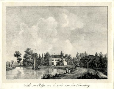 HUA-202032-Gezicht op een bocht van de Vecht bij Breukelen met het huis Vecht en Rhijn rechts de voormalige pannen en tegelfabriek GeijtensteinNB De pannen en te