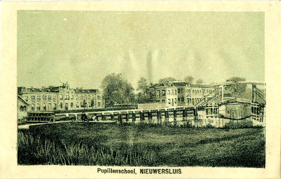 HUA-200785-Gezicht over de Vecht op het militair opleidingsinstituut te Nieuwersluis