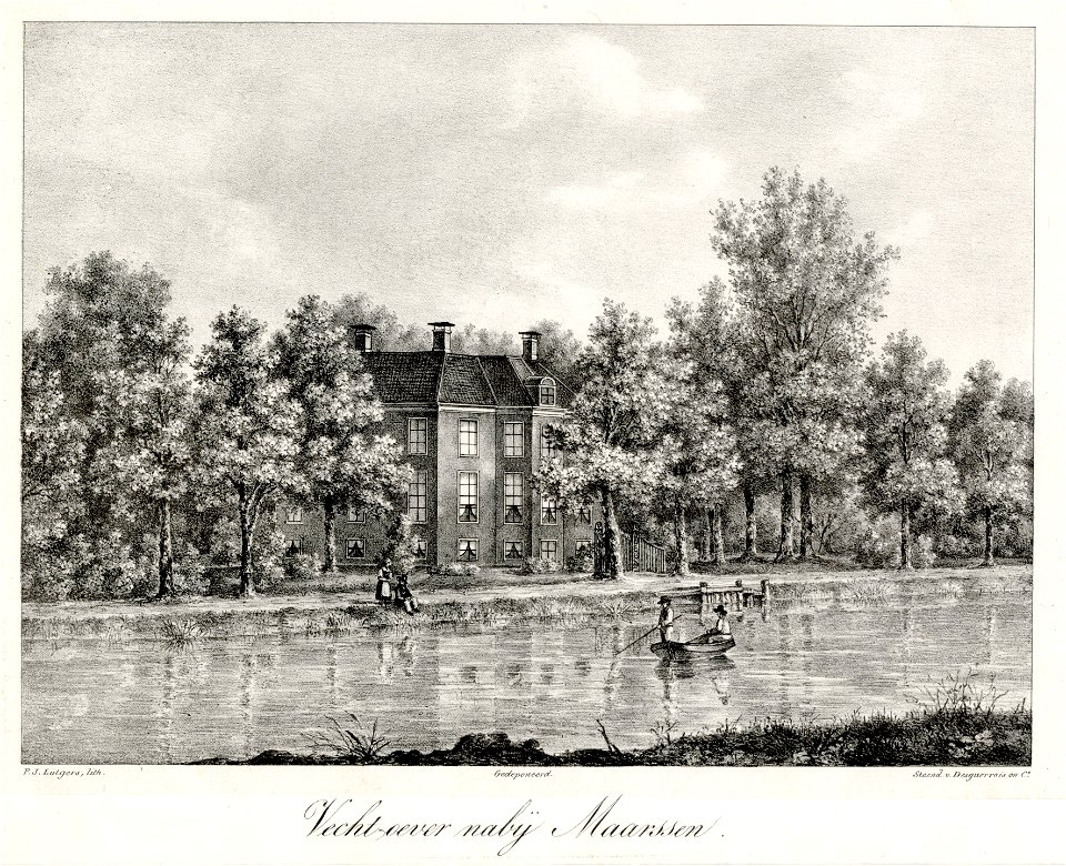 HUA-202045-Gezicht over de Vecht op de zij en de achtergevel van het huis Vechtoever bij Maarssen