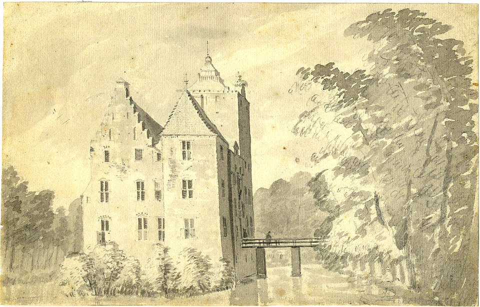 HUA-201359-Gezicht op het kasteel Den Ham bij Vleuten uit het noordoostenNB De gemeente Vleuten is per 1 januari 1954 opgenomen in de gemeente Vleuten De Meern d