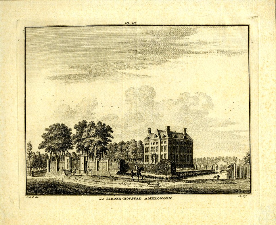 HUA-201071-Gezicht op het kasteel Amerongen te Amerongen uit het noordoosten met links de toegang tot het voorterrein
