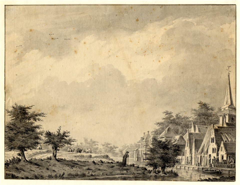 HUA-200560-Gezicht op het dorp Harmelen met links het rechthuis en rechts de toren van de Nederlands Hervormde kerk