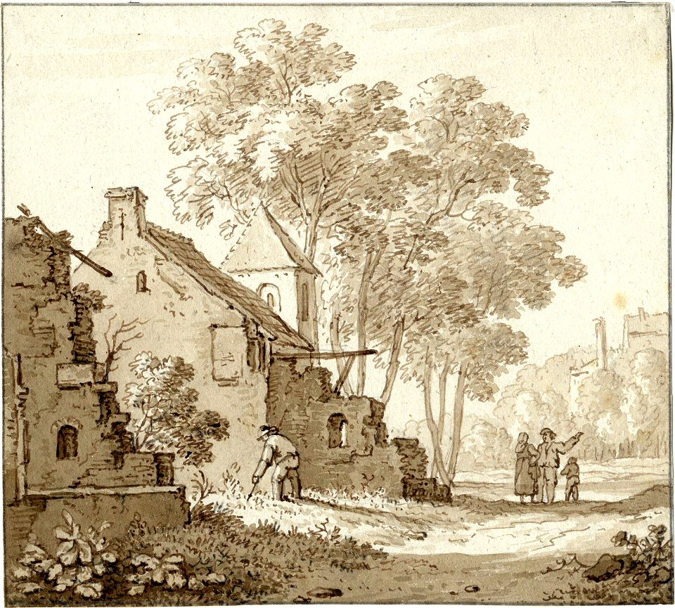 HUA-201330-Gezicht op de geruïneerde kapel van het kasteel De Haar bij Haarzuilens op de voorgrond de muurresten van het noordelijke transept daarachter het verb