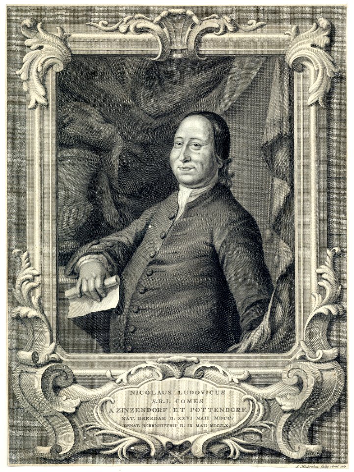 HUA-202219-Portret van Nicolai Ludwig graaf von Zinzendorf en Pottendorf Dresden 26 mei 1700 Hernhut 9 mei 1670 oprichter van de Christelijke kolonie Hernhut waa