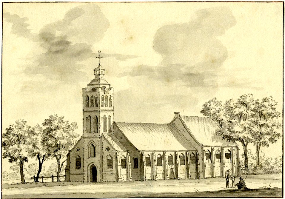 HUA-200945-Gezicht op de Nederlands Hervormde kerk te Westbroek uit het zuidwesten