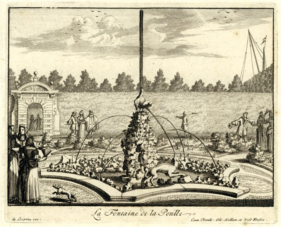 HUA-202369-Gezicht op de vijver met de fontein met de kip in de tuin van de buitenplaats Gunterstein te Breukelen