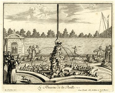 HUA-202369-Gezicht op de vijver met de fontein met de kip in de tuin van de buitenplaats Gunterstein te Breukelen
