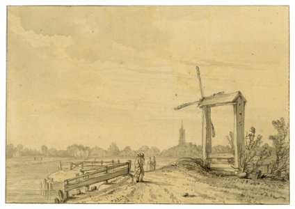 HUA-202245-Gezicht over de Eem bij Eemnes Buiten met een overhaalveer en rechts een schut vanuit het zuidoosten