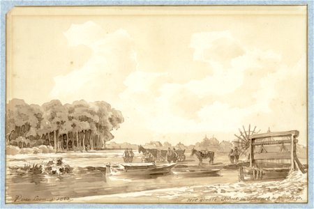 HUA-202260-Gezicht op het landschap bij Kockengen uit het noordwesten met op de de voorgrond de schutsluis in de Bijleveld bij Joostendam NB De gemeente Kockenge