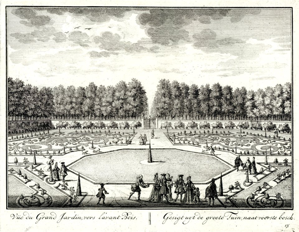 HUA-202182-Gezicht in de siertuin aan de achterzijde van het kasteel Zuilenstein bij Amerongen uit het zuidwesten