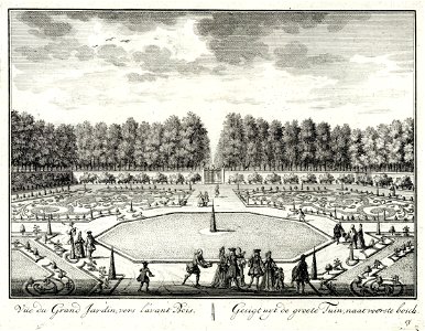 HUA-202182-Gezicht in de siertuin aan de achterzijde van het kasteel Zuilenstein bij Amerongen uit het zuidwesten