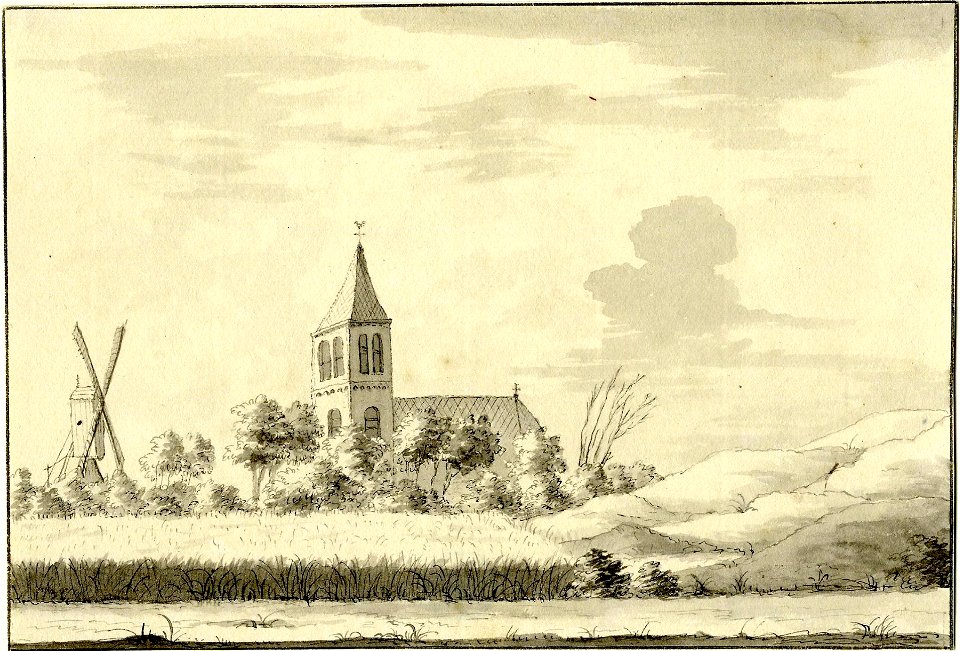 HUA-200528-Gezicht op de kerk van vermoedelijk Blaricum