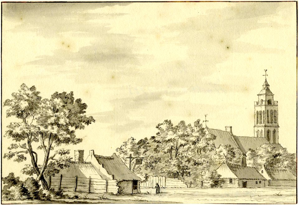 HUA-200950-Gezicht in het dorp Westbroek met rechtsachter de Nederlands Hervormde kerk uit het noordoosten