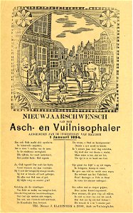 HUA-200711-Gezicht te Maarssen met enkele personen en een met een paard bespannen vuilniswagen