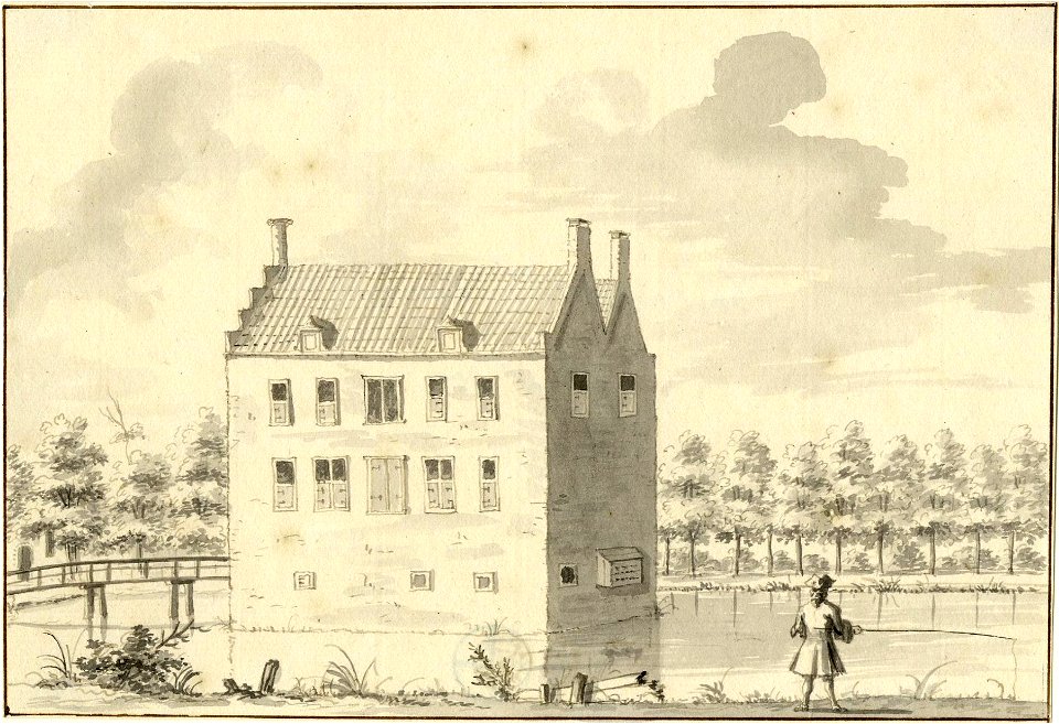 HUA-201123-Gezicht op het kasteel Bolenstein te Maarssen temidden van de slotgracht