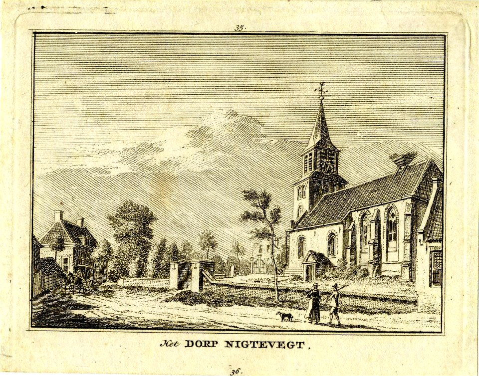 HUA-200766-Gezicht in het dorp Nigtevecht met rechts de Nederlands Hervormde kerk