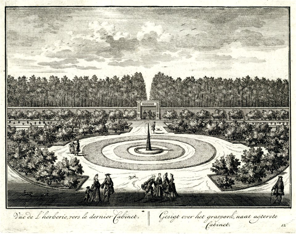HUA-202181-Gezicht in de tuin aan de westzijde van het kasteel Zuilenstein bij Amerongen naast en achter het huis uit het noordoosten