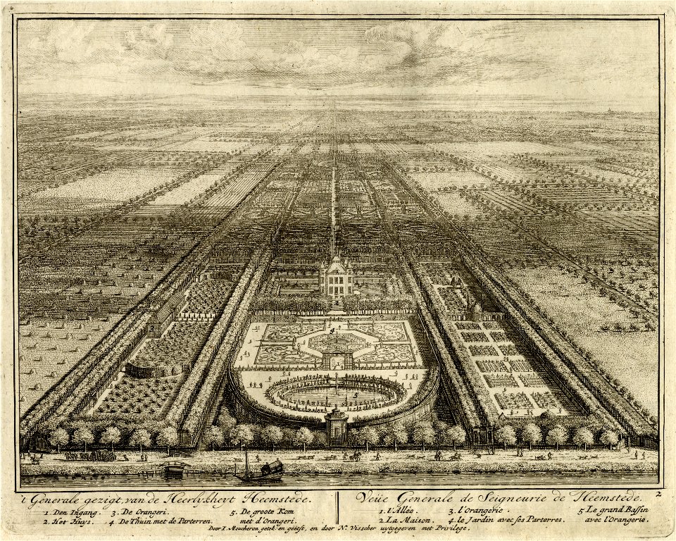 HUA-201388-Overzicht van de buitenplaats Heemstede te Houten vanuit een denkbeeldig hoog standpunt