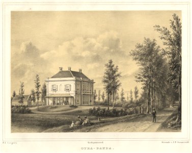 HUA-201781-Gezicht op de zij en de voorgevel van het huis Otra Banda te Rijsenburg met de bijbehorende tuinNB De gemeenten Driebergen en Rijsenburg zijn per 1 me