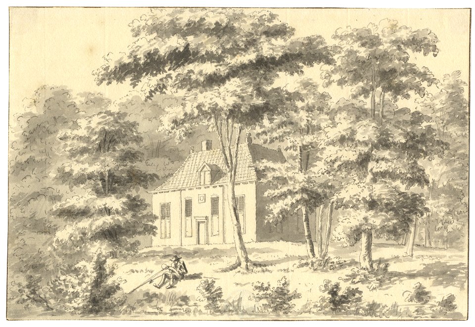 HUA-201920-Gezicht op de voorgevel en de zijgevel van het 17de eeuwse huis Stoutenburg bij Leusden gebouwd op het terrein van het in 1543 gesloopte bisschoppelij