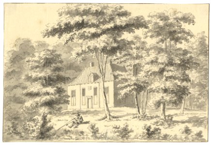 HUA-201920-Gezicht op de voorgevel en de zijgevel van het 17de eeuwse huis Stoutenburg bij Leusden gebouwd op het terrein van het in 1543 gesloopte bisschoppelij