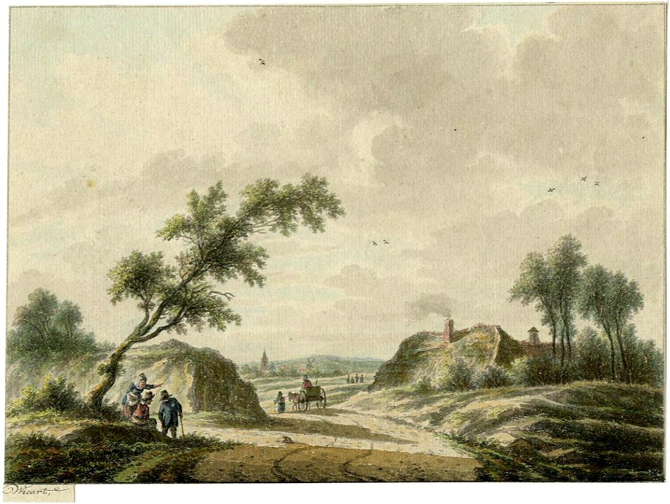 HUA-206153-Gezicht op een landschap met op de achtergrond het dorp Eemnes Buiten vanuit het westen