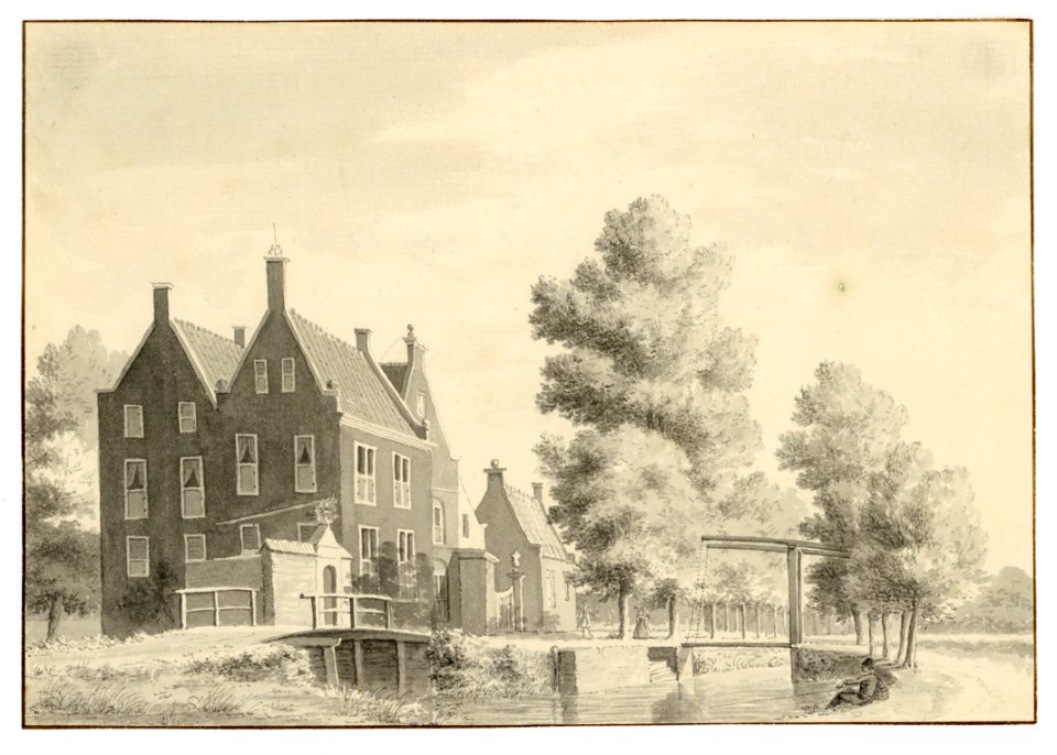 HUA-202092-Gezicht op het huis Wulvenhorst aan de Kromwijkerdijk te Linschoten met op de voorgrond de Kromwijkse Wetering