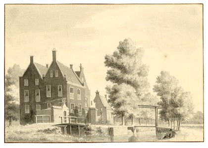 HUA-202092-Gezicht op het huis Wulvenhorst aan de Kromwijkerdijk te Linschoten met op de voorgrond de Kromwijkse Wetering