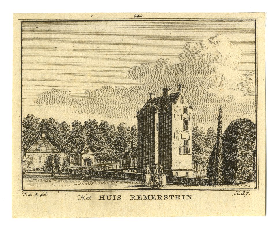 HUA-201795-Gezicht op het huis Remmerstein bij Rhenen met op de achtergrond de bijgebouwen