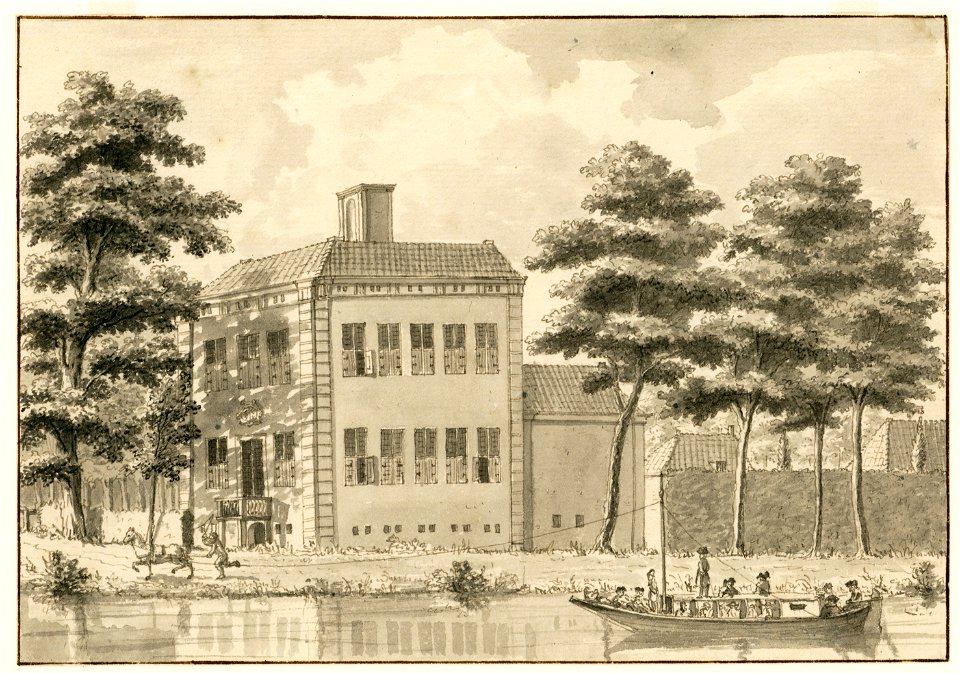 HUA-201282-Gezicht over de Vecht op de achter en zijgevel van het huis Gunterstein bij Breukelen