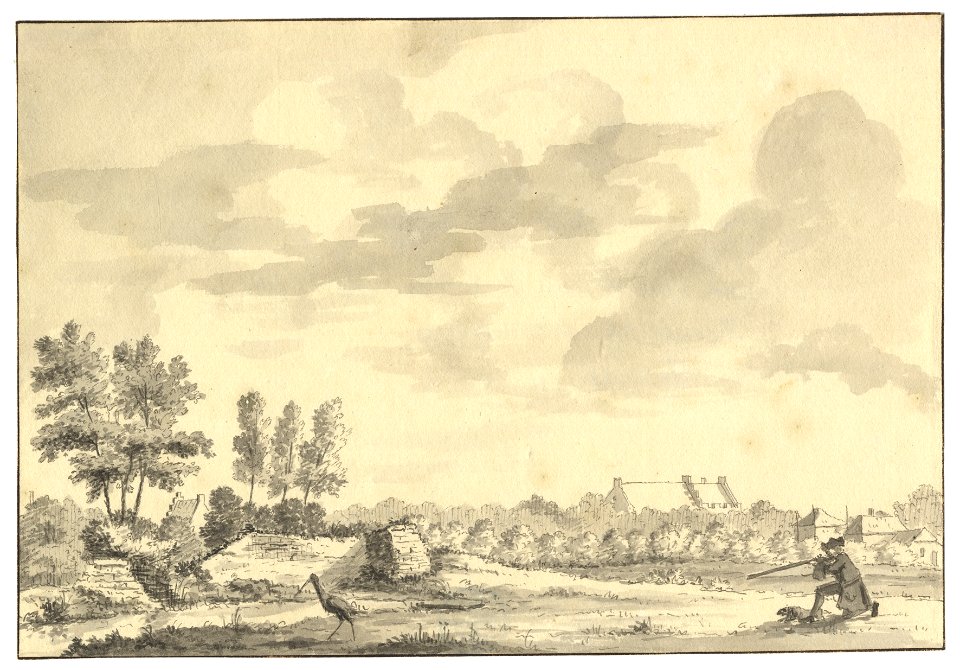 HUA-201601-Gezicht op een landschap in de omgeving van Loenen met de ruïne van het kasteel Mijnden