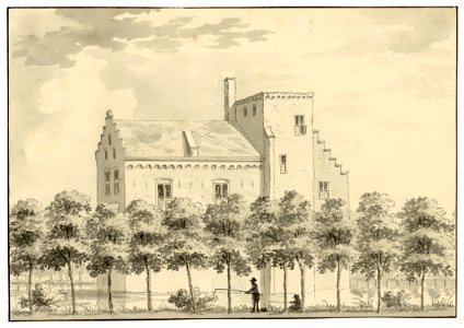 HUA-202156-Gezicht op een omgracht kasteel