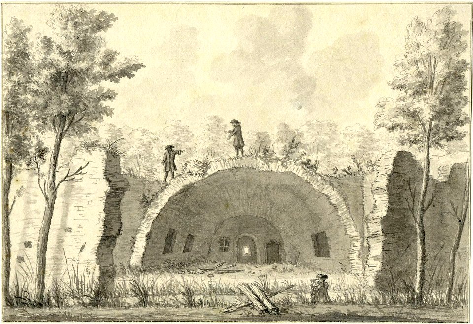 HUA-201020-Gezicht in een tongewelf in de ruïne van het kasteel Aastein ook wel Huis ter Aa genoemd bij Ter AaNB De naam Ter Aa is later gewijzigd in Nieuwer Ter