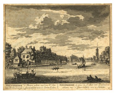 HUA-201657-Gezicht op de Vecht uit het zuiden in de richting van Loenen met de toren van de Nederlands Hervormde kerk met links het huis Nieuwerhoek en meer naar