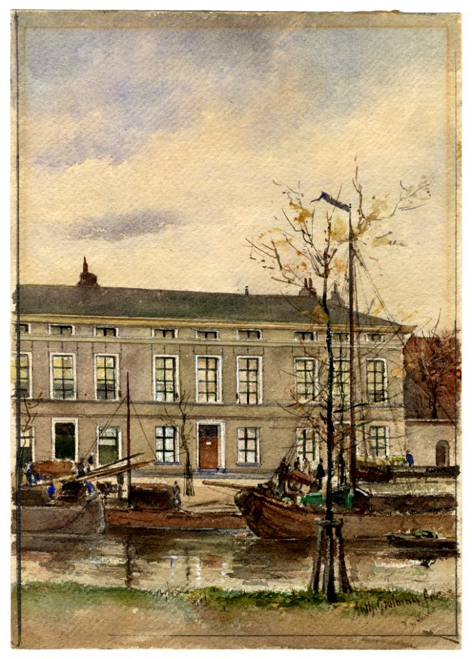 HUA-206577-Gezicht over de Stadsbuitengracht te Utrecht op een blok van drie huizen aan de Van WijckskadeNB De straatnaam Van Wijckskade is in 1938 gewijzigd in 