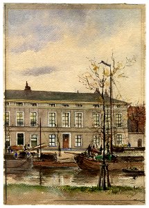 HUA-206577-Gezicht over de Stadsbuitengracht te Utrecht op een blok van drie huizen aan de Van WijckskadeNB De straatnaam Van Wijckskade is in 1938 gewijzigd in 