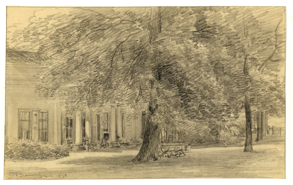HUA-202544-Gezicht op de achtergevel van het huis Beukenburg aan de Beukenburgerlaan bij Groenekan gemeente Maartensdijk NB Het landhuis Beukenburg is in 1925 af