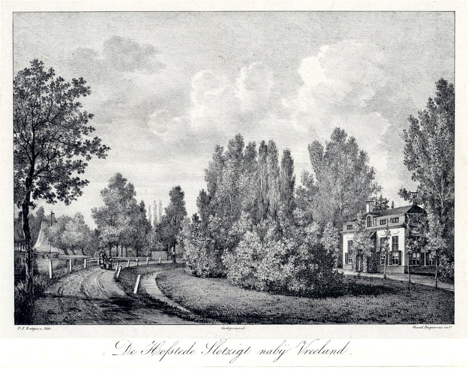 HUA-202410-Gezicht op de voor en gedeeltelijke zijgevel van het huis Slotzicht bij Vreeland vanaf de weg langs de Vecht
