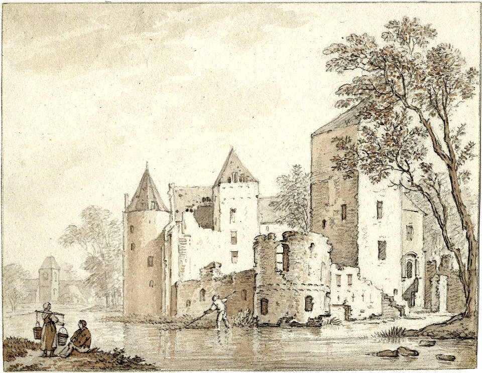 HUA-201317-Gezicht op het kasteel De Haar bij Haarzuilens uit het noorden met links op de achtergrond de kapelNB De gemeente Haarzuilens is per 1 januari 1954 op